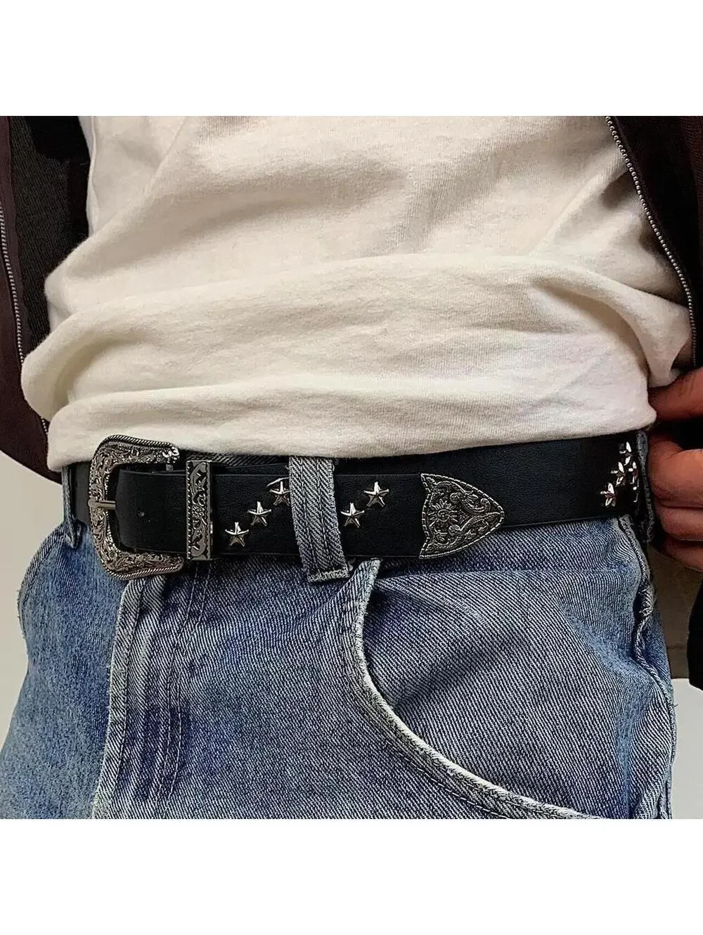 Vintage Western Cowboy Black Belt 38.5 Inch